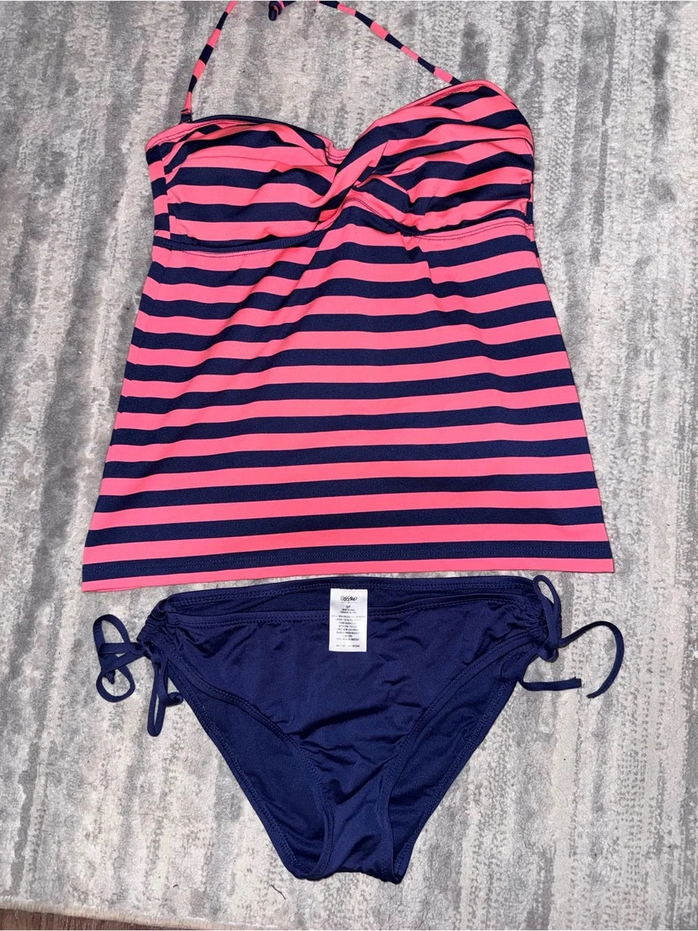 Mossimo Supply Co. Navy and Pink Striped Tankini Set
